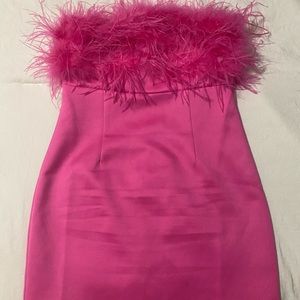 HOT PINK FEATHER MINI DRESS
